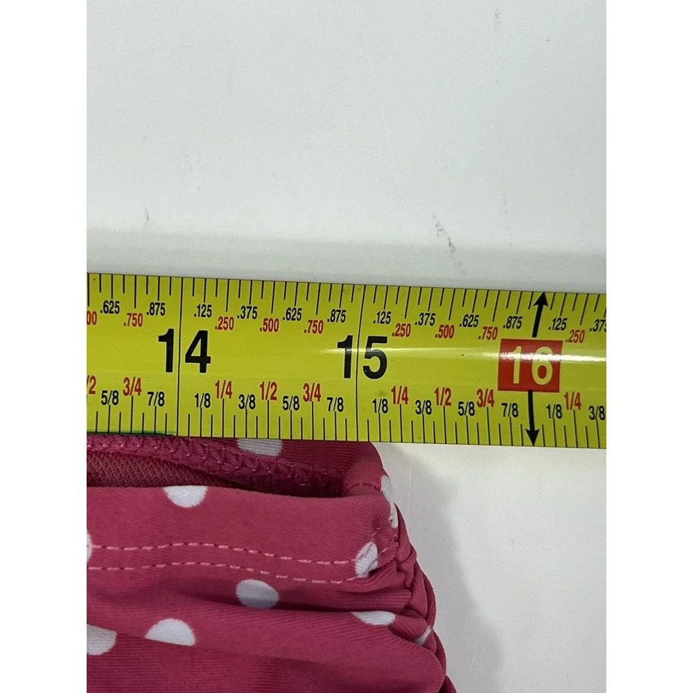 Time and Tru Bikini Women's Sz L (12-14) Pink White Polka Dot Ruched‎ Sides